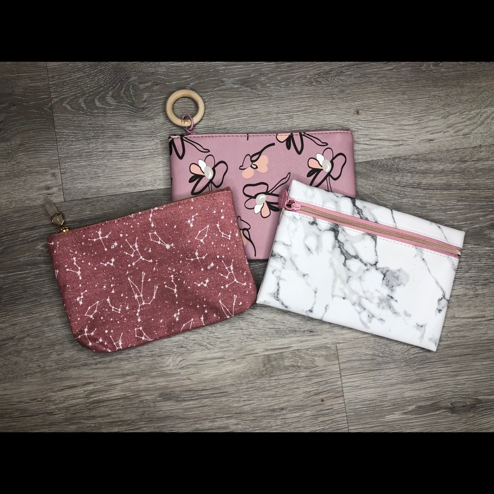 Pink/purple makeup bags